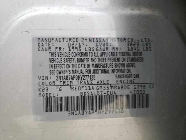 2017 NISSAN SENTRA S 3N1AB7AP9HY277138