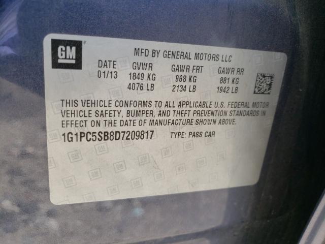 2013 CHEVROLET CRUZE LT 1G1PC5SB8D7209817