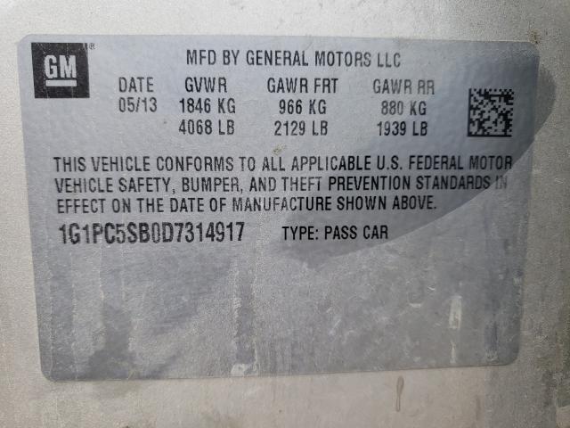 2013 CHEVROLET CRUZE LT 1G1PC5SB0D7314917