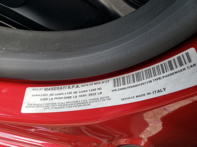 2017 MASERATI GHIBLI ZAM57XSA6H1257178