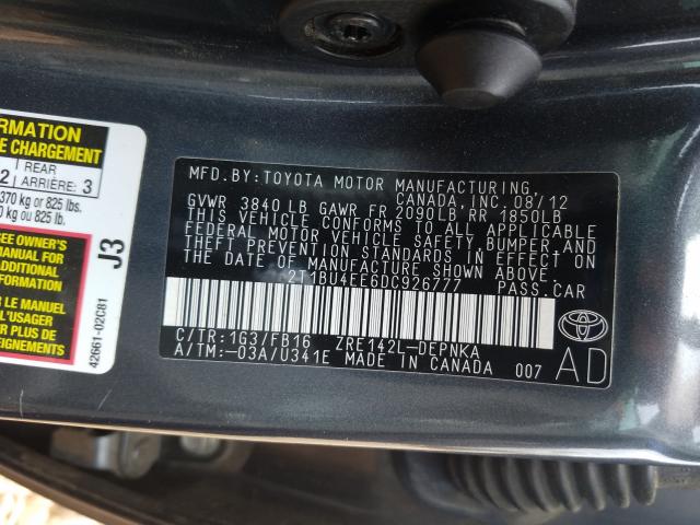 2013 TOYOTA COROLLA BA 2T1BU4EE6DC926777