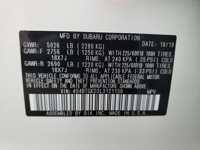 2020 SUBARU OUTBACK ON 4S4BTGKD3L3121130