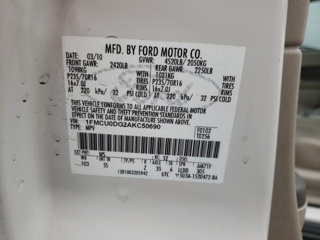 2010 FORD ESCAPE 1FMCU0DG2AKC50690