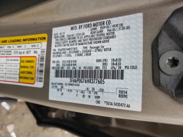 2017 FORD FUSION S 3FA6P0G76HR377605
