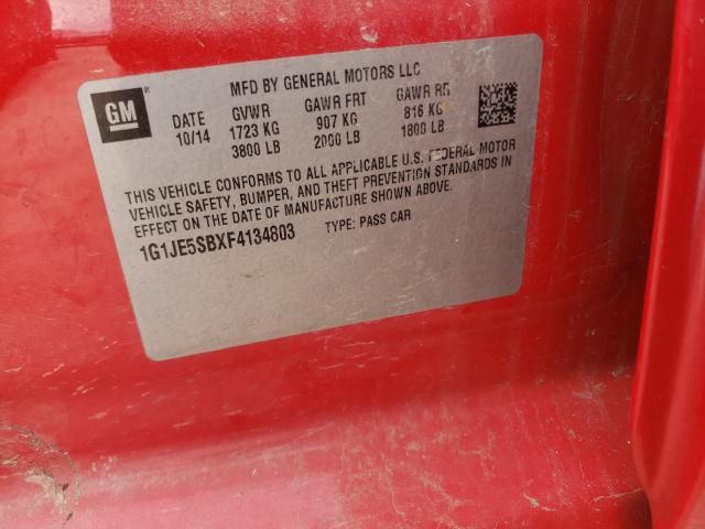 2015 CHEVROLET SONIC LTZ 1G1JE5SBXF4134803