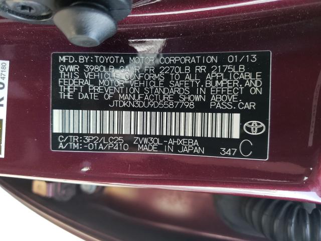 2013 TOYOTA PRIUS JTDKN3DU9D5587798