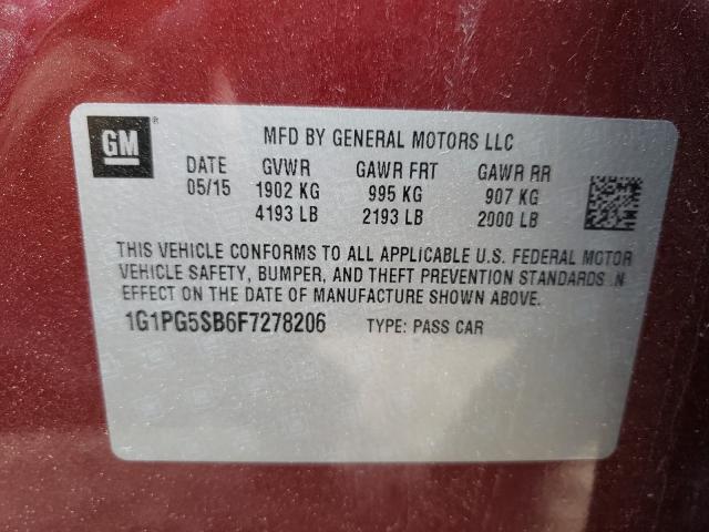 2015 CHEVROLET CRUZE LTZ 1G1PG5SB6F7278206