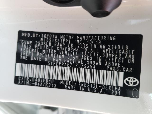 2020 TOYOTA COROLLA LE 5YFEPRAE7LP079354