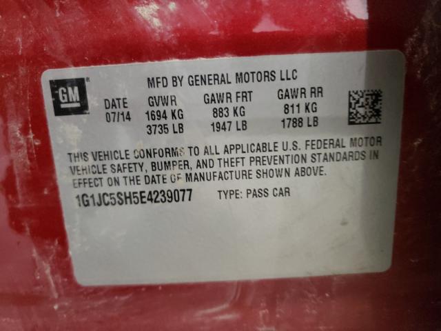 2014 CHEVROLET SONIC LT 1G1JC5SH5E4239077