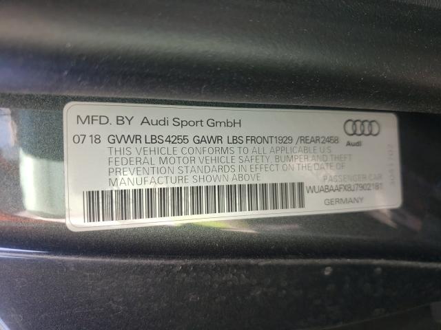 2018 AUDI R8 RWS WUABAAFX8J7902181