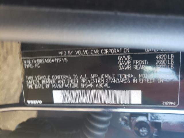 2010 VOLVO S80 3.2 YV1982AS6A1117115