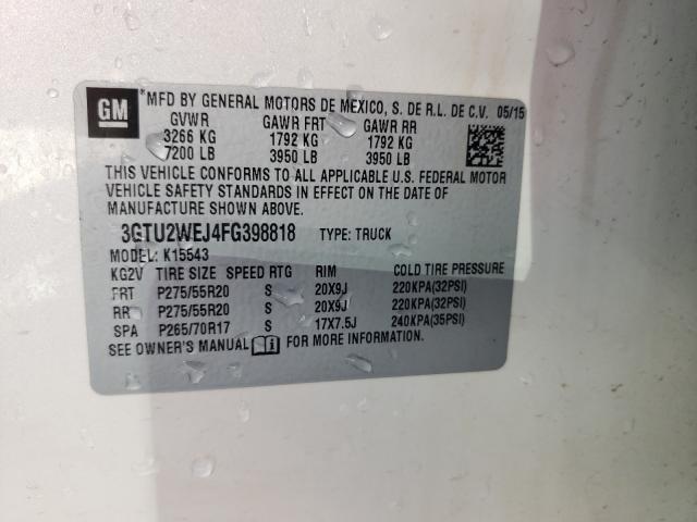 2015 GMC SIERRA K15 3GTU2WEJ4FG398818