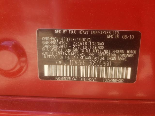 2011 SUBARU IMPREZA WR JF1GV7E61BG505860