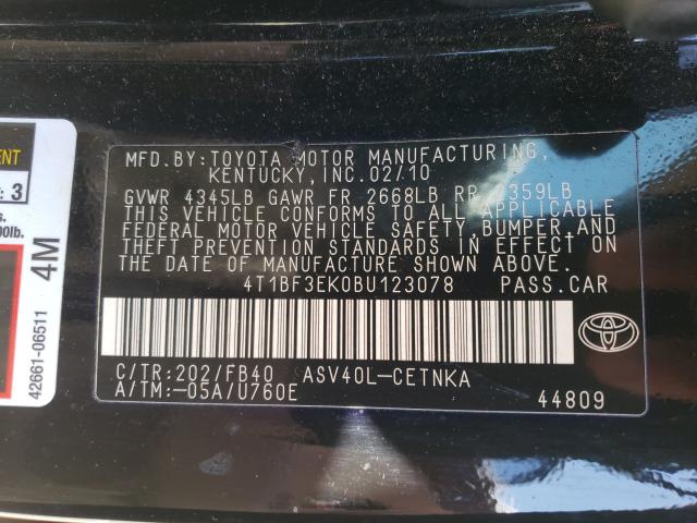 2011 TOYOTA CAMRY BASE 4T1BF3EK0BU123078