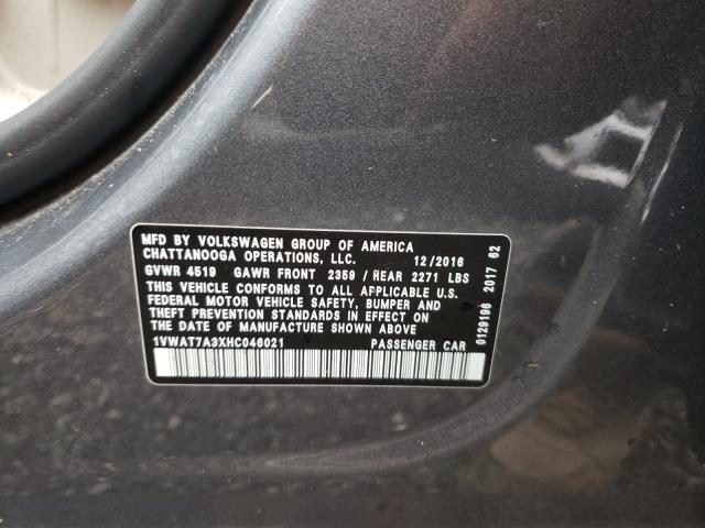 2017 VOLKSWAGEN PASSAT S 1VWAT7A3XHC046021