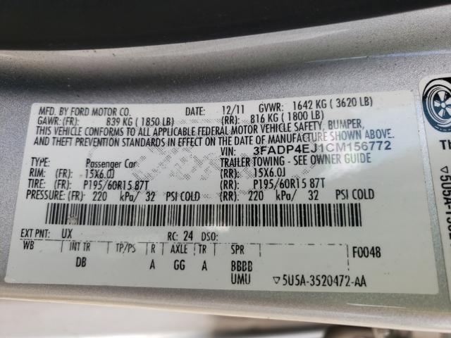 2012 FORD FIESTA SE 3FADP4EJ1CM156772