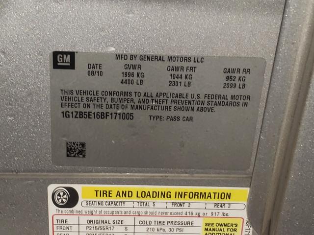 2011 CHEVROLET MALIBU LS 1G1ZB5E16BF171005
