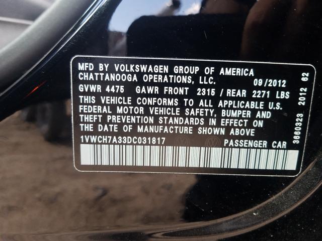 2013 VOLKSWAGEN PASSAT SEL 1VWCH7A33DC031817