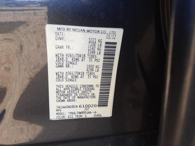 2012 NISSAN ARMADA SV 5N1AA0ND8CN610020