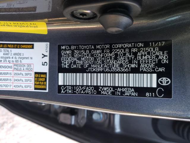 2018 TOYOTA PRIUS JTDKBRFU6J3583661