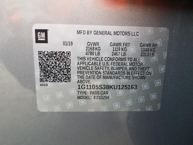 2019 CHEVROLET IMPALA PRE 1G1105S38KU125163
