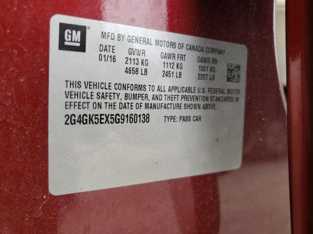 2016 BUICK REGAL 2G4GK5EX5G9160138