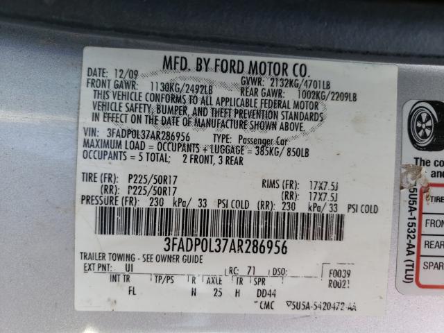 2010 FORD FUSION HYB 3FADP0L37AR286956