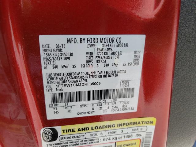 2013 FORD F150 SUPER 1FTEW1CM2DKF35009