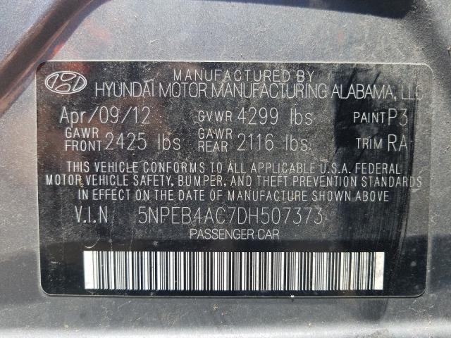 2013 HYUNDAI SONATA GLS 5NPEB4AC7DH507373
