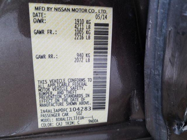 2015 NISSAN ALTIMA 2.5 1N4AL3AP0FC104283