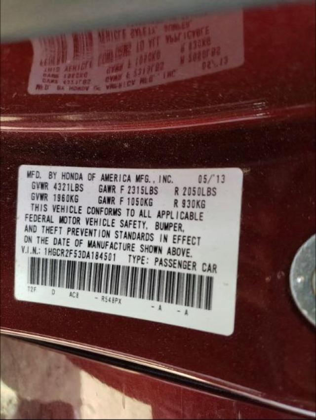 2013 HONDA ACCORD SPO 1HGCR2F53DA184501