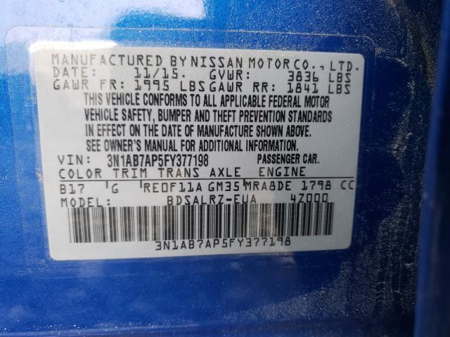 2015 NISSAN SENTRA S 3N1AB7AP5FY377198