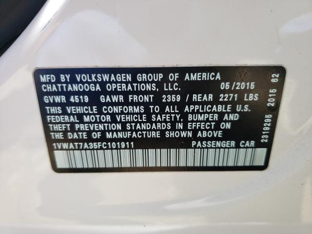 2015 VOLKSWAGEN PASSAT S 1VWAT7A35FC101911