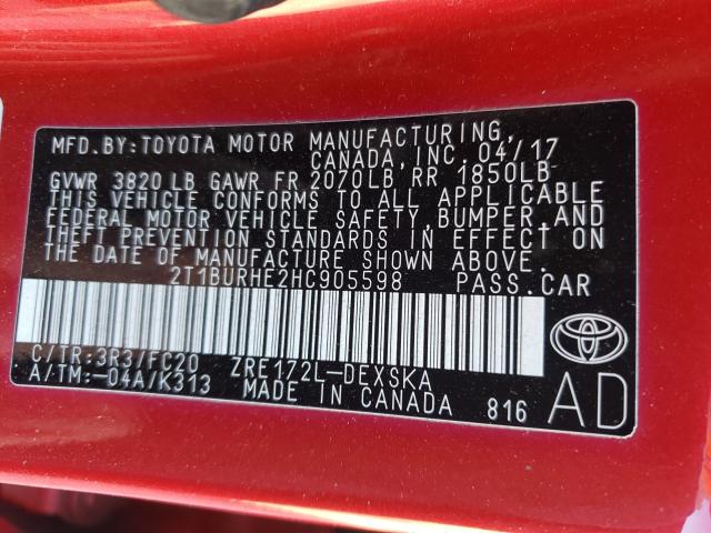 2017 TOYOTA COROLLA L 2T1BURHE2HC905598