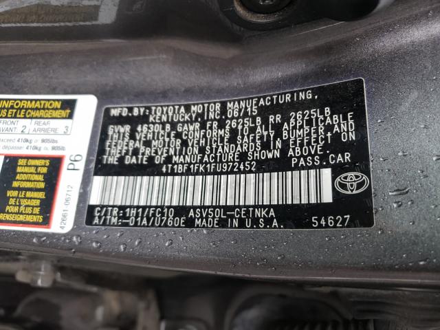 2015 TOYOTA CAMRY LE 4T1BF1FK1FU972452