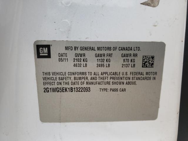 2011 CHEVROLET IMPALA LT 2G1WG5EK1B1322093