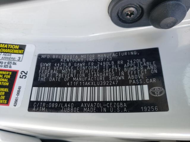 2020 TOYOTA CAMRY XLE 4T1F11AKXLU392247