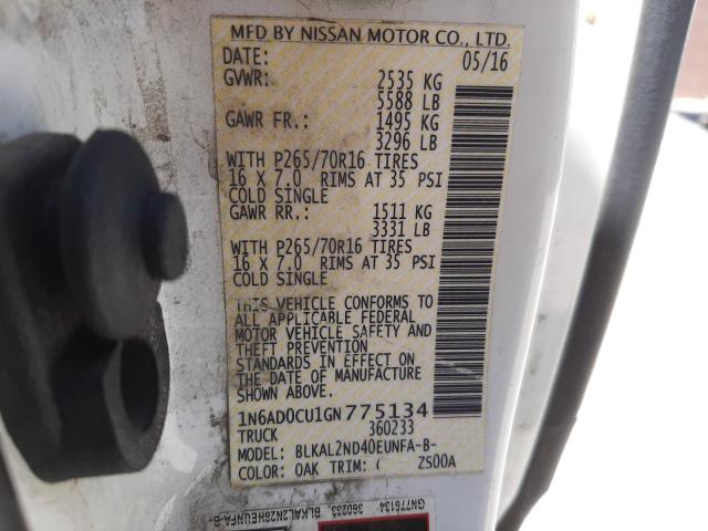 2016 NISSAN FRONTIER 1N6AD0CU1GN775134