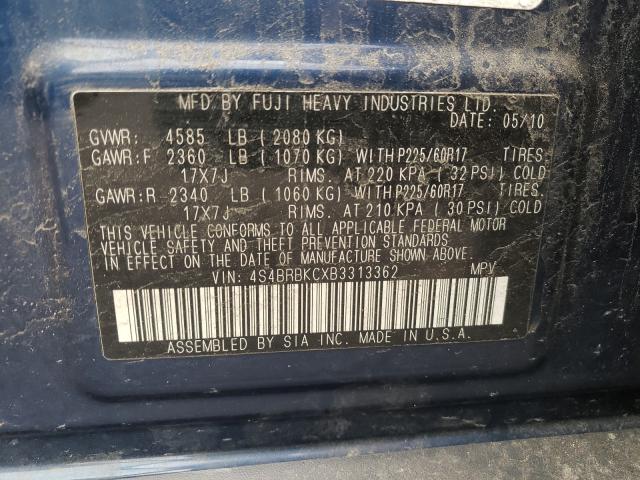 2011 SUBARU OUTBACK 2. 4S4BRBKCXB3313362