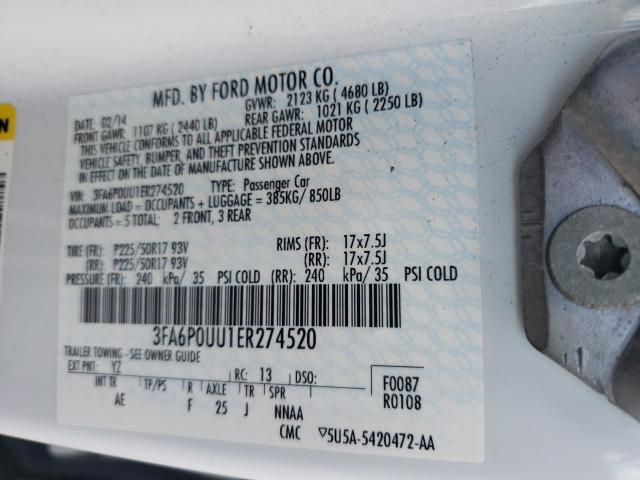 2014 FORD FUSION S H 3FA6P0UU1ER274520