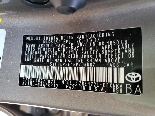 2017 TOYOTA COROLLA L 5YFBURHE1HP706607