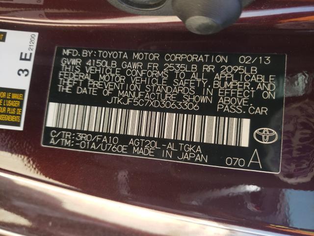 2013 TOYOTA SCION TC JTKJF5C7XD3063306