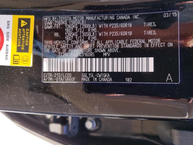 2015 LEXUS RX 350 BAS 2T2BK1BA0FC316085