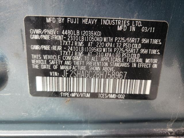 2011 SUBARU FORESTER T JF2SHAGC2BH758967