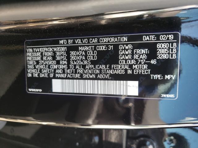 2019 VOLVO XC90 T5 MO YV4102PK0K1495981