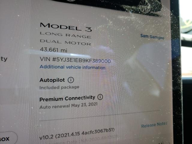 2019 TESLA MODEL 3 5YJ3E1EB9KF389000