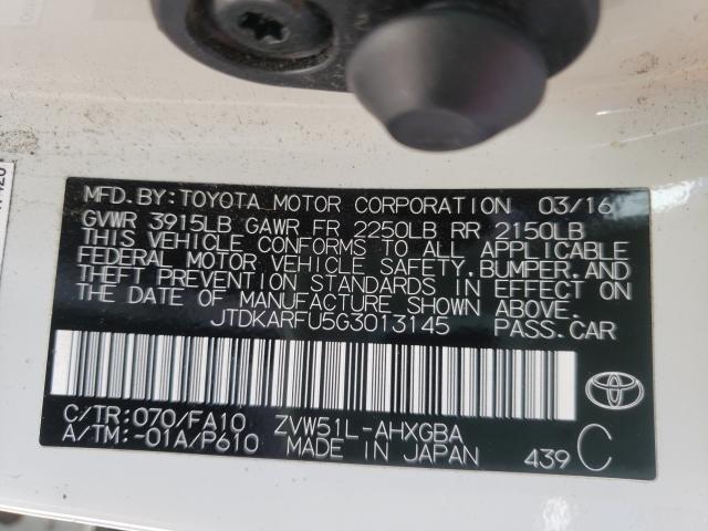 2016 TOYOTA PRIUS JTDKARFU5G3013145