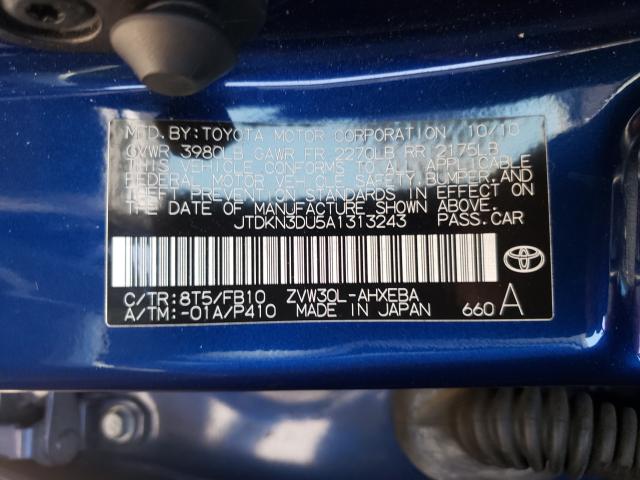 2010 TOYOTA PRIUS JTDKN3DU5A1313243