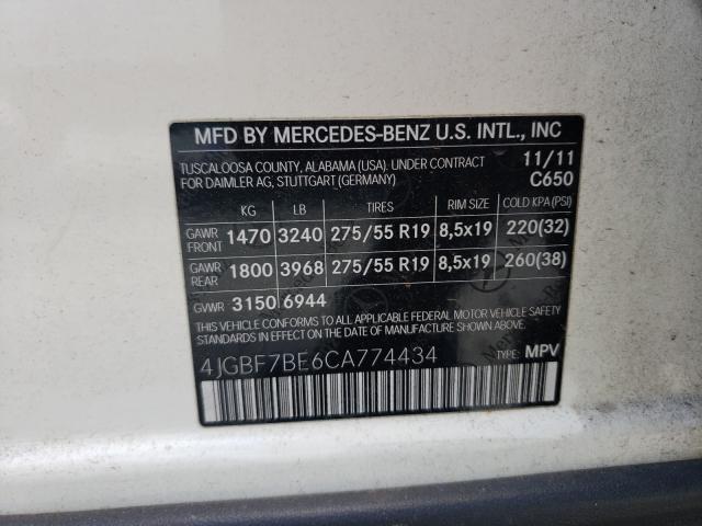 2012 MERCEDES-BENZ GL 450 4MA 4JGBF7BE6CA774434