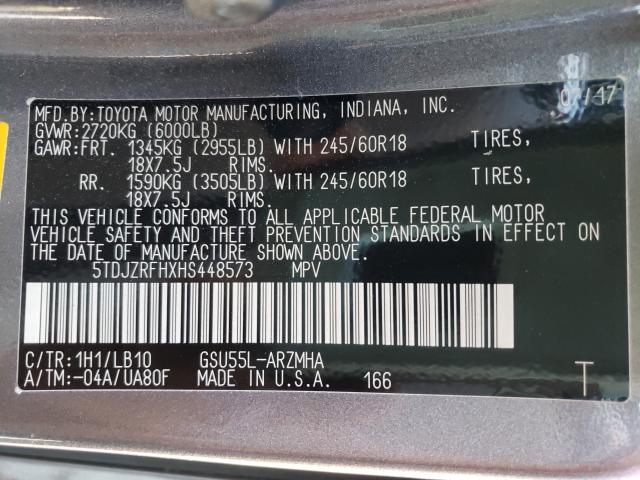 2017 TOYOTA HIGHLANDER 5TDJZRFHXHS448573